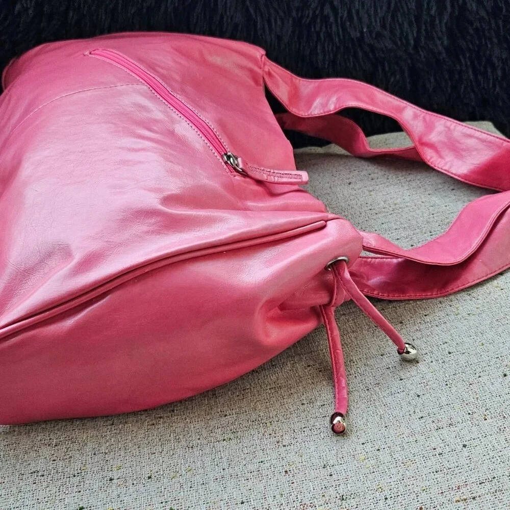 Women Fashion Shoulder Bag Purse Pink Faux Vegan Leather Bag Handbag - Picture 7 of 13